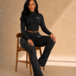 DINA Black Zip-Up Flare Set – Black