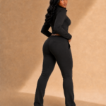 DINA Black Zip-Up Flare Set – Black