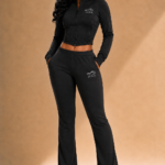 DINA Black Zip-Up Flare Set – Black