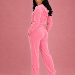 DINA Pink Velour Tracksuit Set