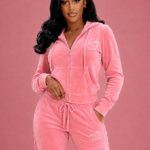 DINA Pink Velour Tracksuit Set