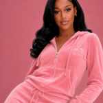 DINA Pink Velour Tracksuit Set