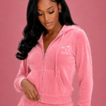 DINA Pink Velour Tracksuit Set